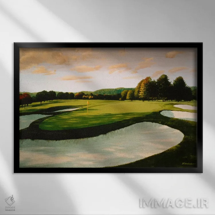 تابلو زمین گلف شماره ۸ اثر ویلیام واندر داسون - نمای قابدار مشکی