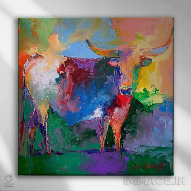 تابلو گاومیش (یا گاو نر) اثر ریچارد والیش - نمای روبهرو روی دیوار