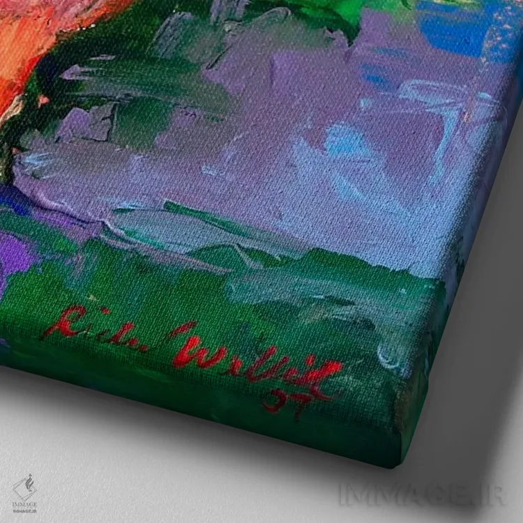 تابلو گاومیش (یا گاو نر) اثر ریچارد والیش - نمای نزدیک بافت بوم