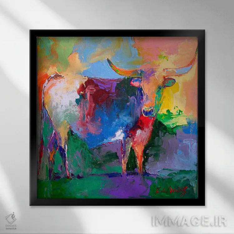 تابلو گاومیش (یا گاو نر) اثر ریچارد والیش - نمای قابدار مشکی