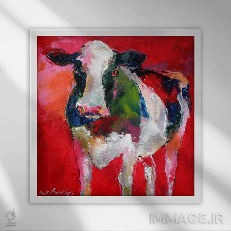 تابلو گاو اثر ریچارد والیش - نمای قابدار سفید