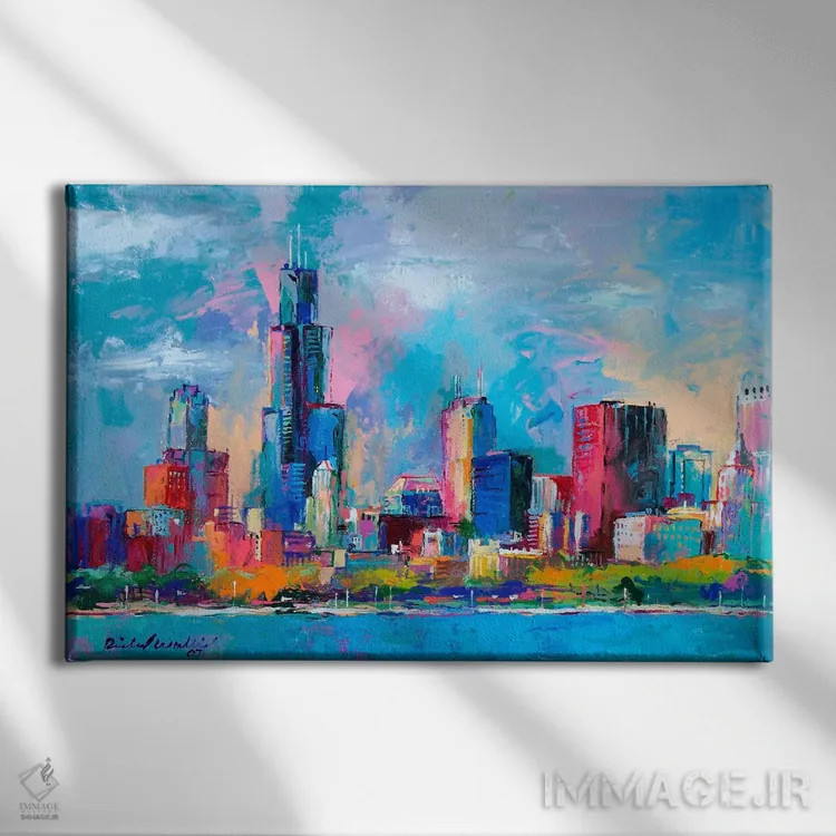 تابلو شیکاگو V اثر ریچارد والیش - نمای روبهرو روی دیوار