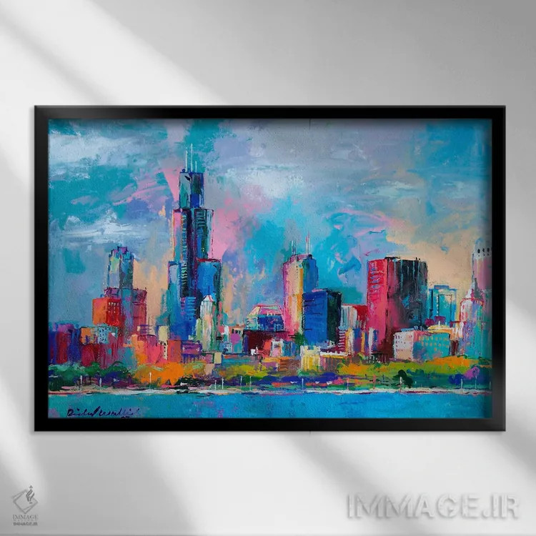 تابلو شیکاگو V اثر ریچارد والیش - نمای قابدار مشکی