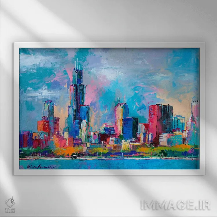 تابلو شیکاگو V اثر ریچارد والیش - نمای قابدار سفید