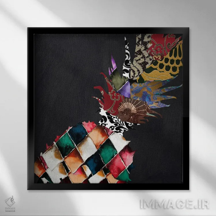تابلو طرح آناناس II (بروکاد پارچهای) اثر ساشا - نمای قابدار مشکی