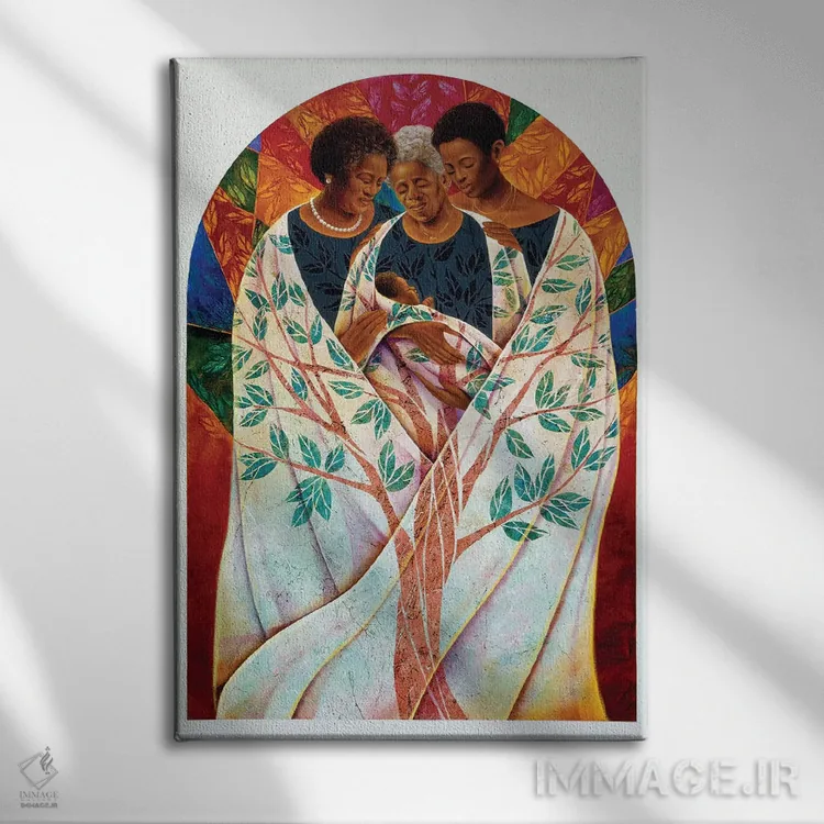 تابلو شجرهنامه خانواده (درخت خانواده) اثر کیت مالِت - نمای روبهرو روی دیوار