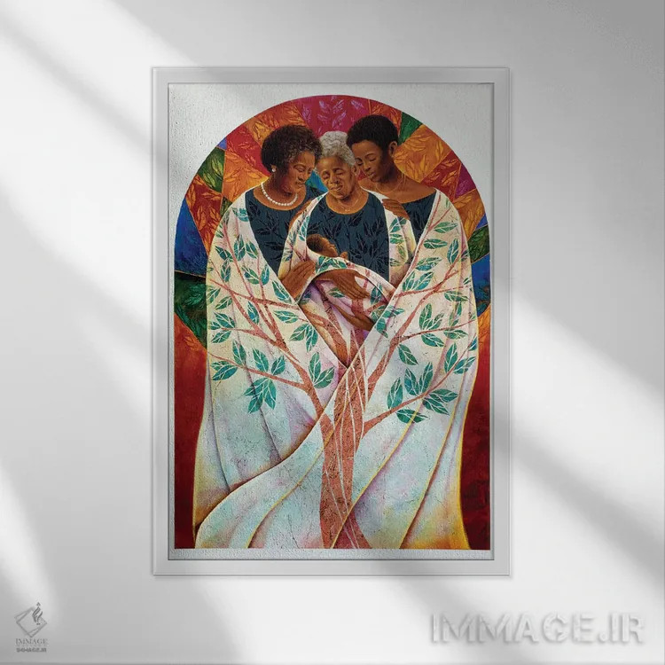 تابلو شجرهنامه خانواده (درخت خانواده) اثر کیت مالِت - نمای قابدار سفید