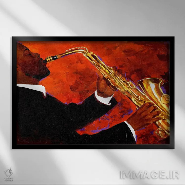 تابلو مرد در آتش اثر کیت مالِت - نمای قابدار مشکی