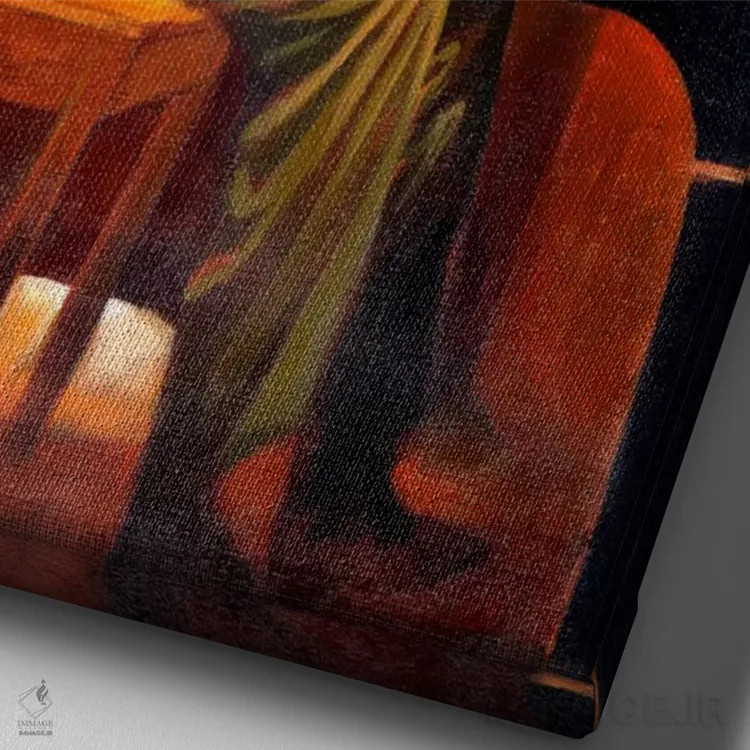 تابلو مرد پیانویی (نوازنده پیانو) اثر کیت مالِت - نمای نزدیک بافت بوم