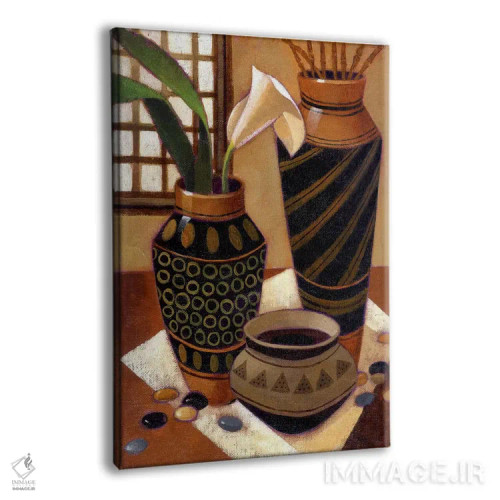 تابلو طبیعت بیجان با کاسه آفریقایی اثر کیت مالِت - نمای پرسپکتیو محصول