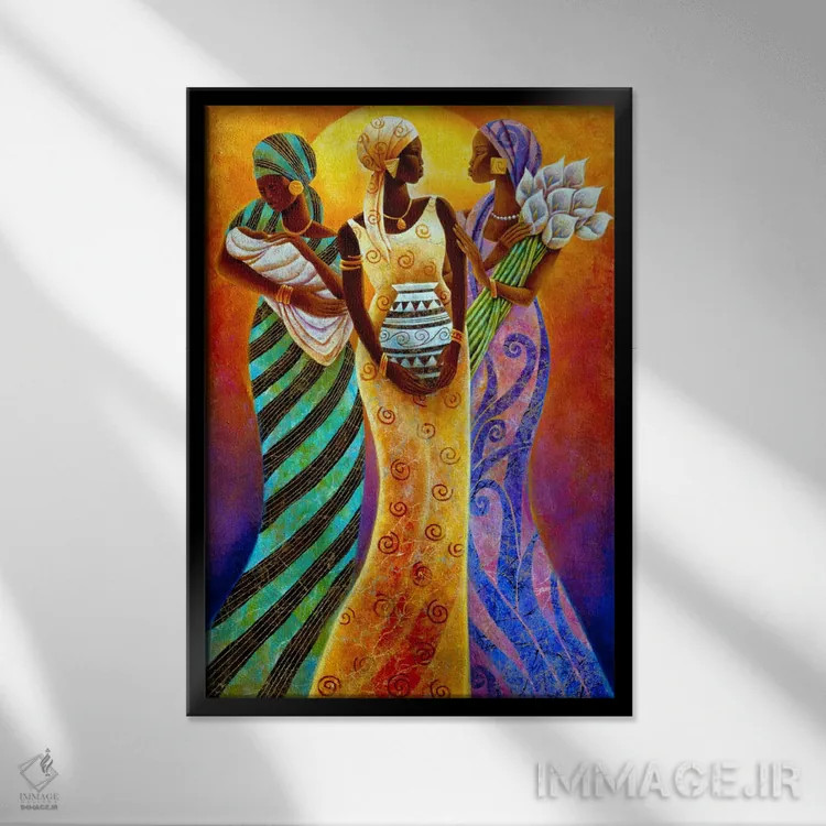 تابلو خواهران خورشید اثر کیت مالِت - نمای قابدار مشکی