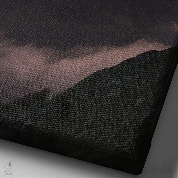 تابلو آخرین پرتوهای خورشید بر کوهها اثر آنابل شابر - نمای نزدیک بافت بوم