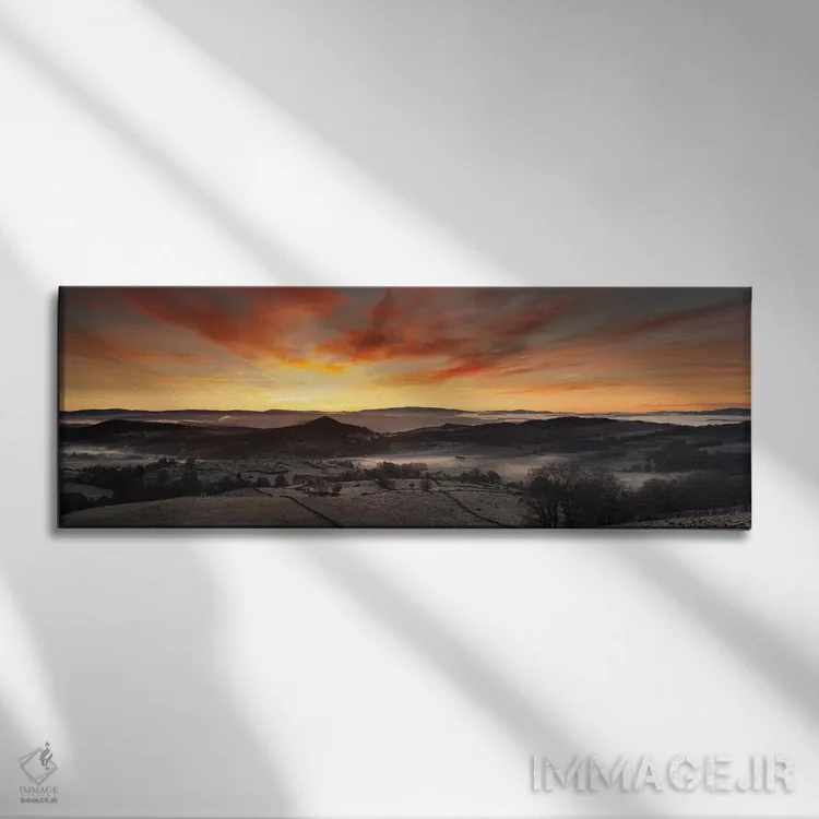 تابلو غروب جادویی بر فراز چشمانداز آرام اثر آنابل شابر - نمای روبهرو روی دیوار
