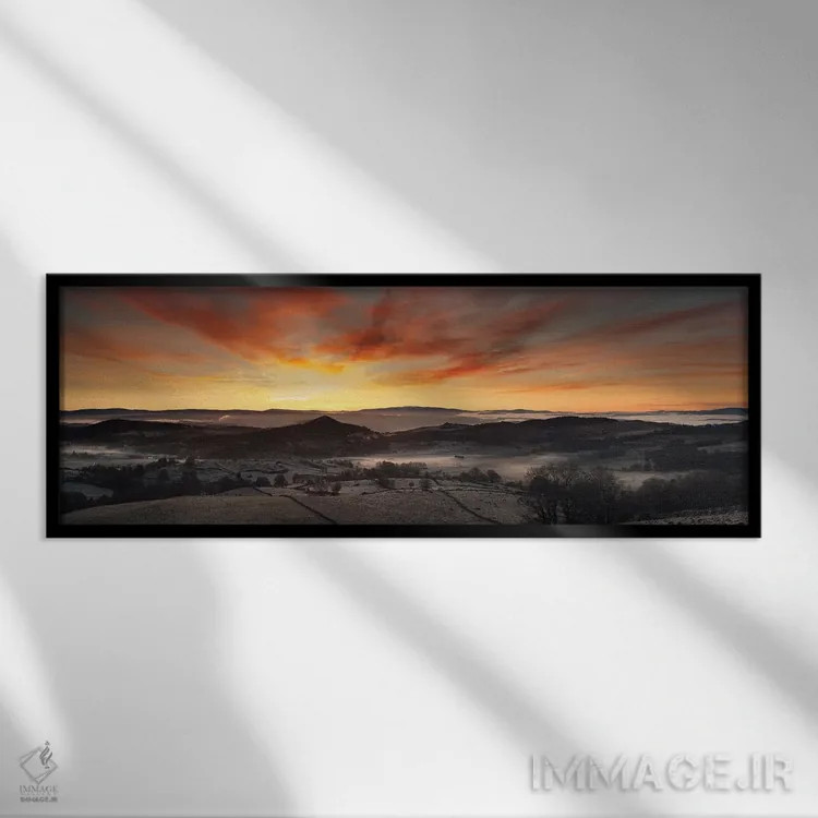 تابلو غروب جادویی بر فراز چشمانداز آرام اثر آنابل شابر - نمای قابدار مشکی