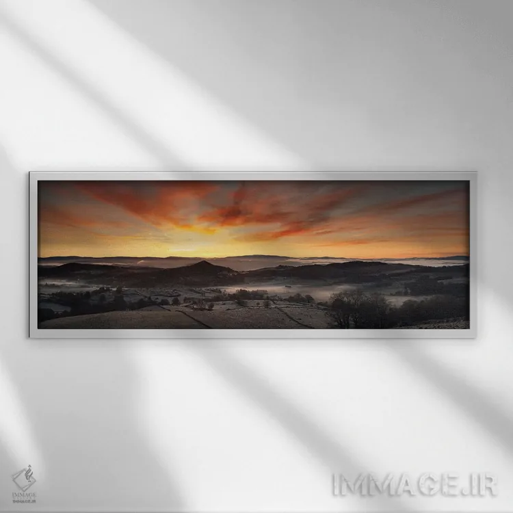 تابلو غروب جادویی بر فراز چشمانداز آرام اثر آنابل شابر - نمای قابدار سفید