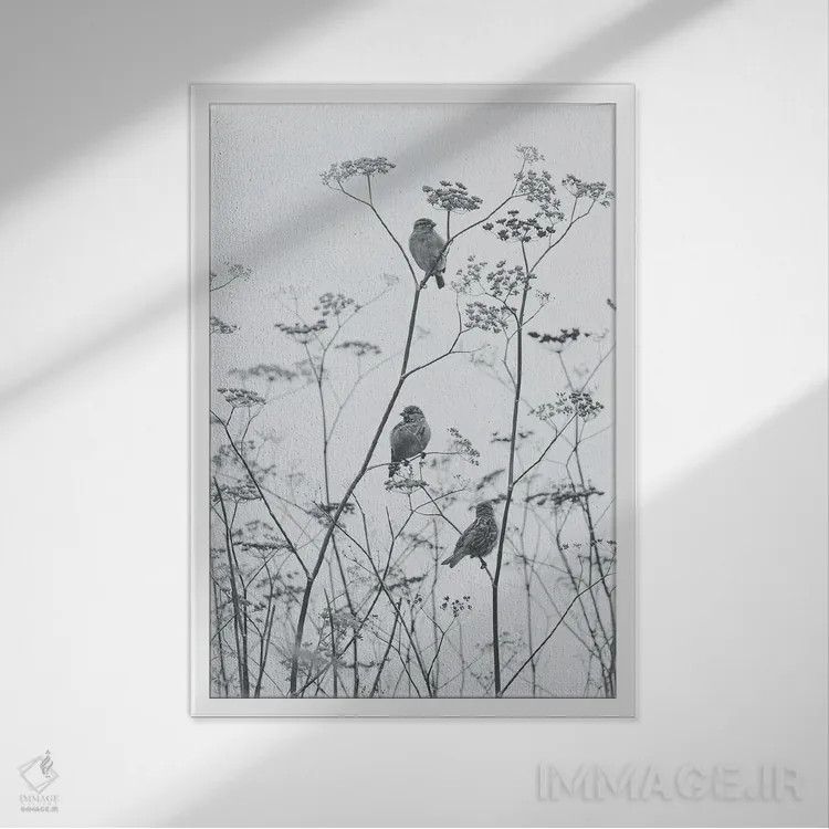 تابلو استامپ ژاپنی (چاپ سنتی) اثر آنابل شابر - نمای قابدار سفید