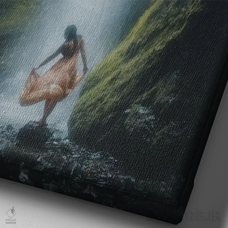 تابلو درهٔ مخفی اثر آنابل شابر - نمای نزدیک بافت بوم