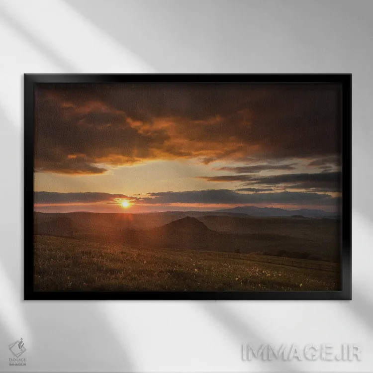 تابلو غروب آرام در طبیعت اثر آنابل شابر - نمای قابدار مشکی