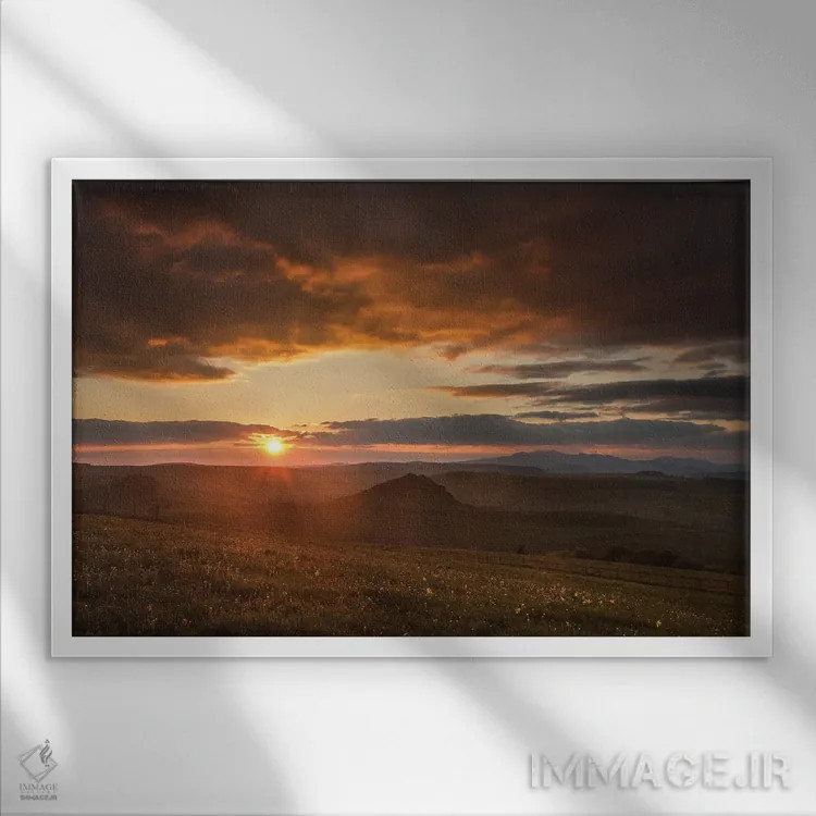 تابلو غروب آرام در طبیعت اثر آنابل شابر - نمای قابدار سفید