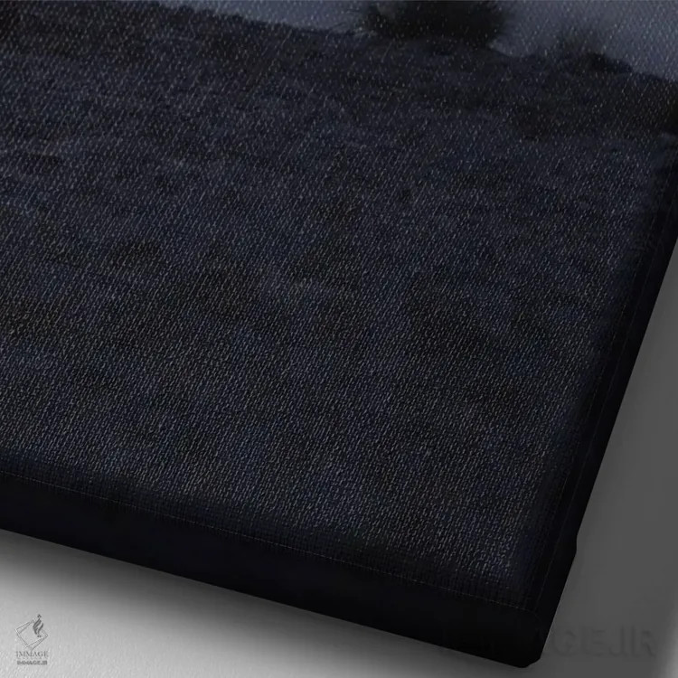 تابلو گاومیش رو به کوهها I اثر آنابل شابر - نمای نزدیک بافت بوم