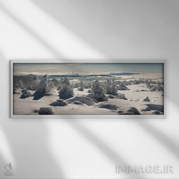 تابلو منظره برفی اثر آنابل شابر - نمای قابدار سفید