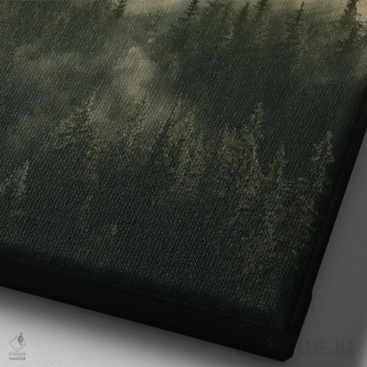 تابلو کوه در مه اثر آنابل شابر - نمای نزدیک بافت بوم