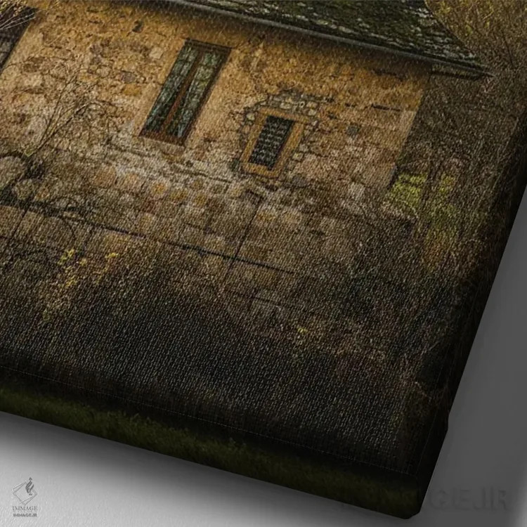 تابلو قلعه پنهان در روستای قدیمی فرانسوی اثر آنابل شابر - نمای نزدیک بافت بوم