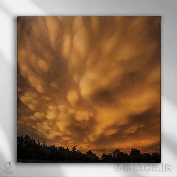 تابلو ابرهای ماموتوس در غروب اثر آنابل شابر - نمای روبهرو روی دیوار