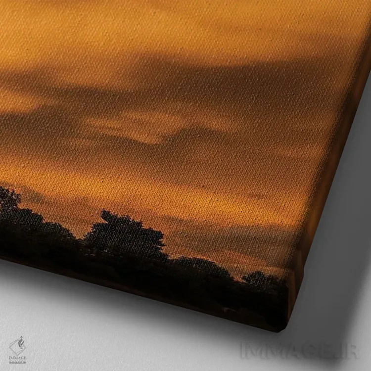 تابلو ابرهای ماموتوس در غروب اثر آنابل شابر - نمای نزدیک بافت بوم