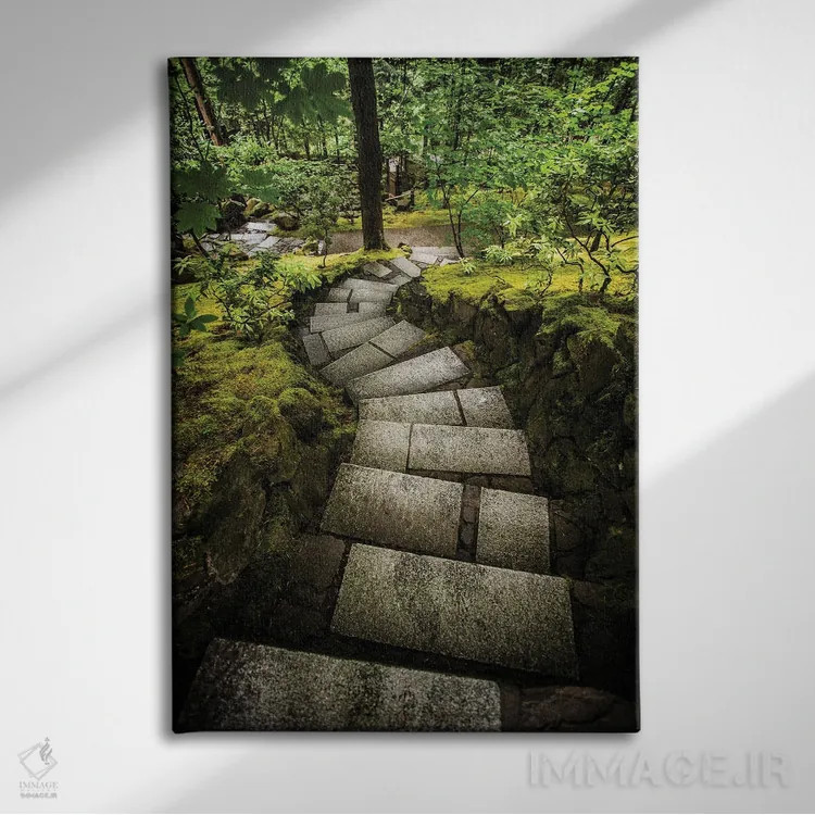 تابلو باغ ژاپنی پورتلند اثر آنابل شابر - نمای روبهرو روی دیوار