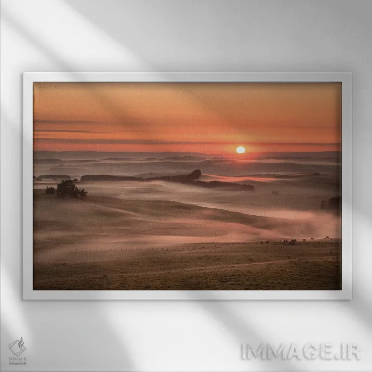 تابلو یک صبح مهآلود اثر آنابل شابر - نمای قابدار سفید