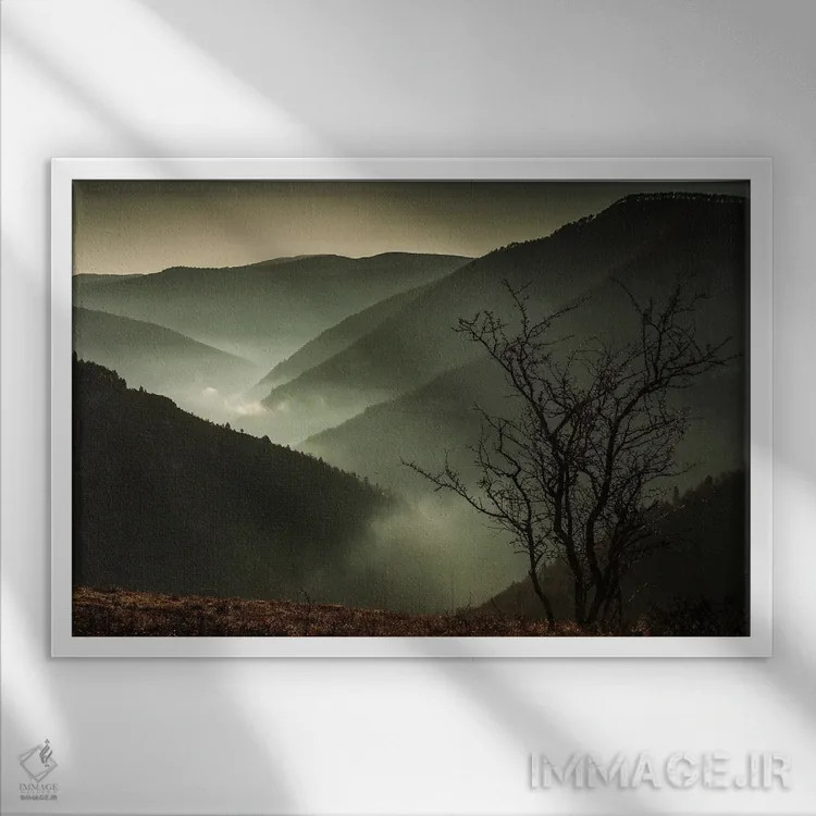 تابلو درهٔ مهآلود اثر آنابل شابر - نمای قابدار سفید