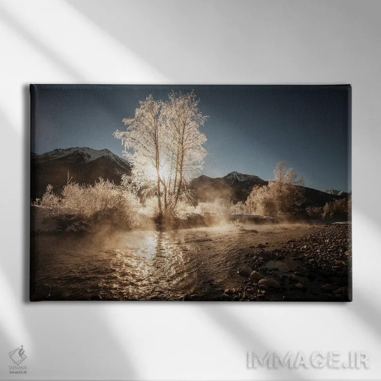 تابلو درخت طلایی یخزده اثر آنابل شابر - نمای روبهرو روی دیوار