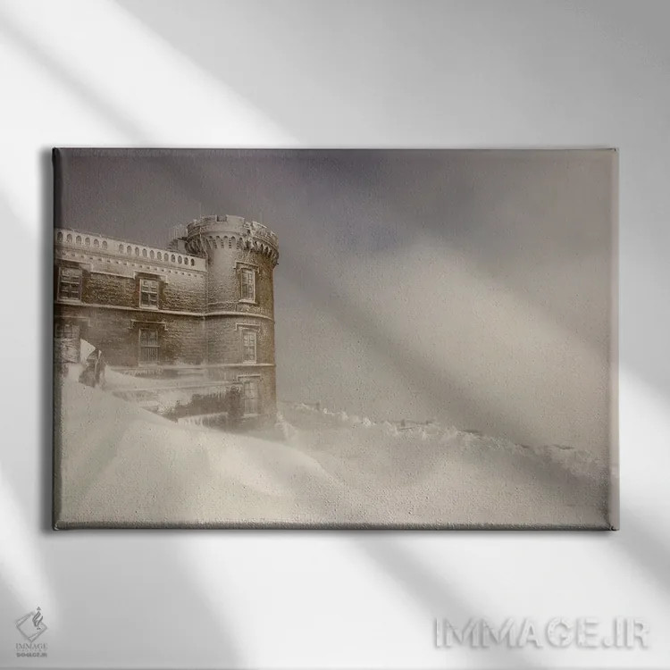 تابلو طوفان برف بر فراز قلعه اثر آنابل شابر - نمای روبهرو روی دیوار