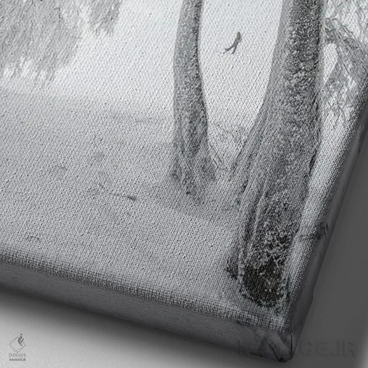 تابلو جنگل مهآلود در زمستان اثر آنابل شابر - نمای نزدیک بافت بوم