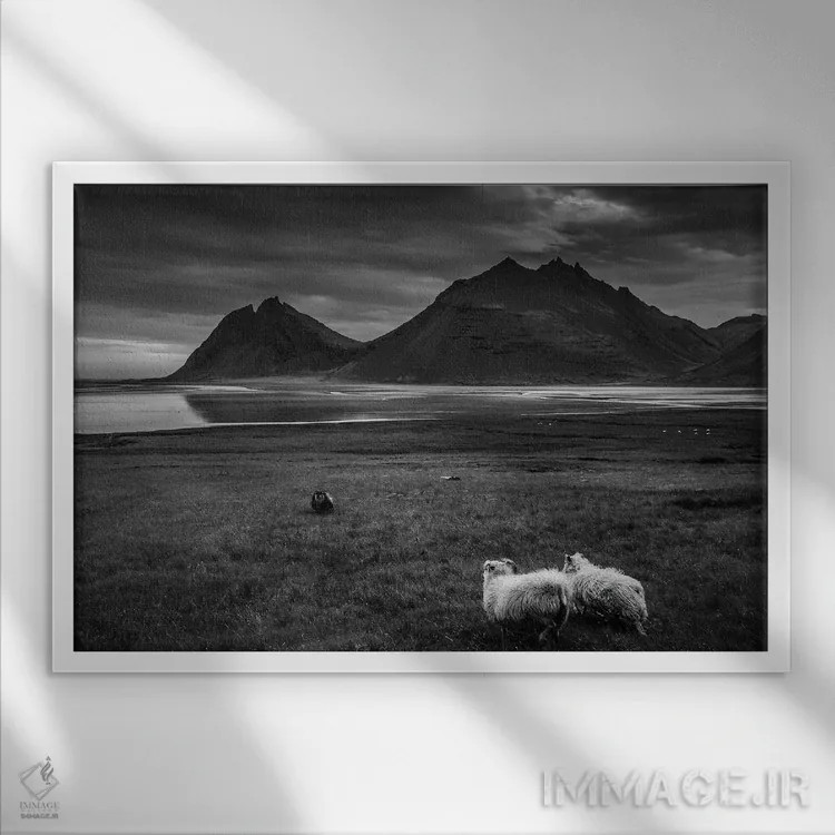 تابلو چشمانداز سیاه و سفید اثر آنابل شابر - نمای قابدار سفید
