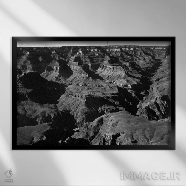 تابلو پارک ملی گرند کانیون XVII اثر انسل آدامز (عکاس طبیعت آمریکایی) - نمای قابدار مشکی