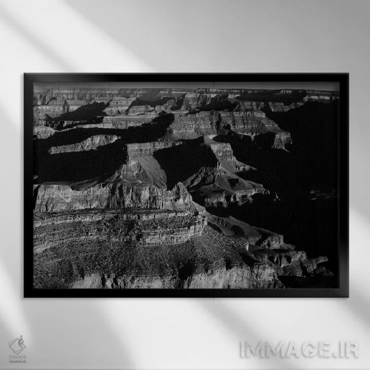 تابلو پارک ملی گرند کانیون XX اثر انسل آدامز (عکاس طبیعت آمریکایی) - نمای قابدار مشکی