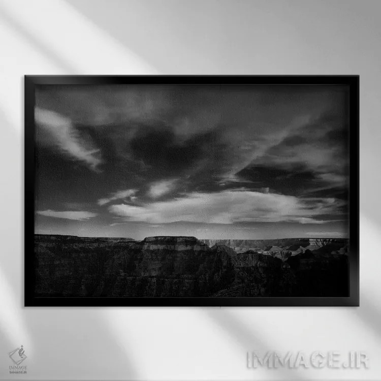 تابلو پارک ملی گرند کانیون XXIV اثر انسل آدامز (عکاس طبیعت آمریکایی) - نمای قابدار مشکی