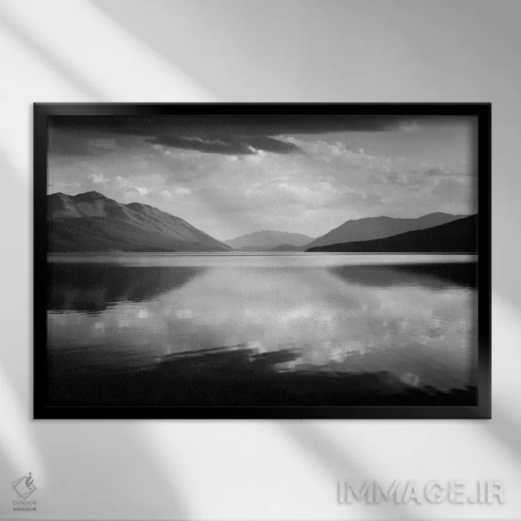 تابلو McDonald Lake, Glacier National Park,عصرگاه، دریاچه مکدونالد، پارک ملی گلیشر اثر انسل آدامز (عکاس طبیعت آمریکایی) - نمای قابدار مشکی