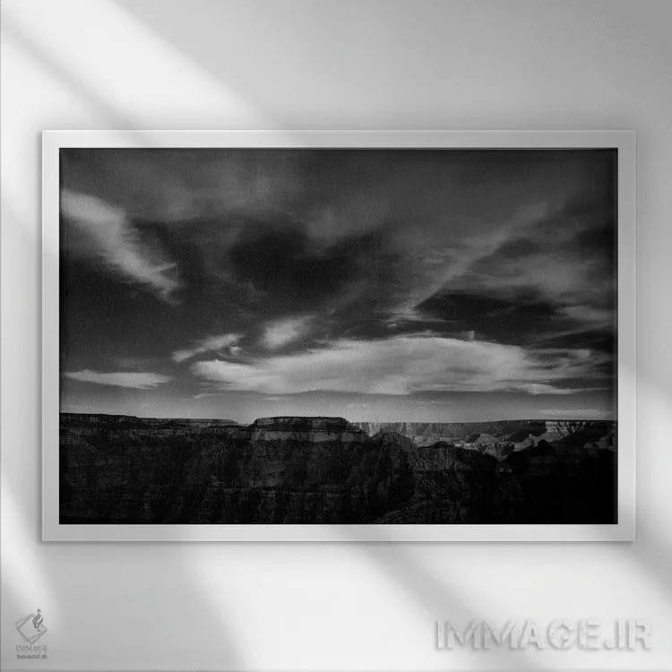 تابلو پارک ملی گرند کانیون XXIV اثر انسل آدامز (عکاس طبیعت آمریکایی) - نمای قابدار سفید