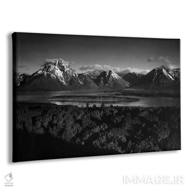 تابلو کوه موران و دریاچه جکسون از تپه سیگنال (آمریکا) اثر انسل آدامز (عکاس طبیعت آمریکایی) - نمای پرسپکتیو محصول