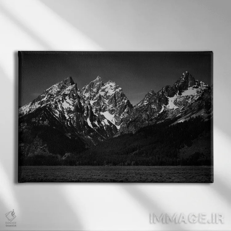 تابلو گرند تیتون XI (کوهستان) اثر انسل آدامز (عکاس طبیعت آمریکایی) - نمای روبهرو روی دیوار