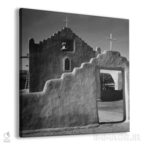 تابلو Taos Pueblo, New Mexico, 1941,کلیسا، تاوس پوبلو، نیومکزیکو، ۱۹۴۱ اثر انسل آدامز (عکاس طبیعت آمریکایی) - نمای پرسپکتیو محصول