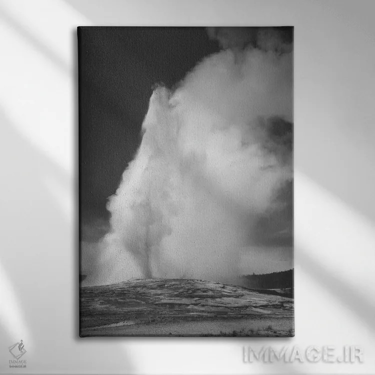 تابلو Yellowstone National Park,چشمه آبگرم اولد فِیثفول، پارک ملی یلواستون اثر انسل آدامز (عکاس طبیعت آمریکایی) - نمای روبهرو روی دیوار