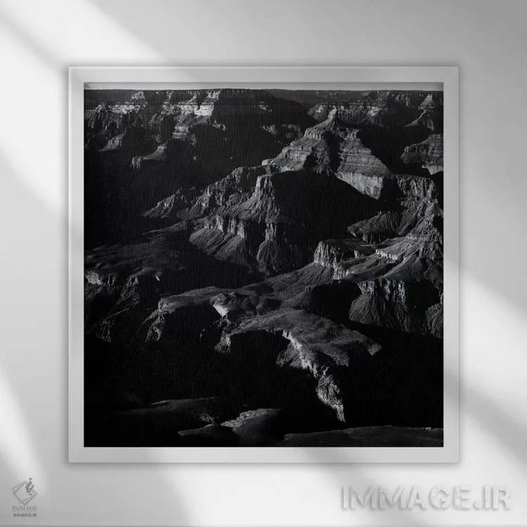 تابلو گرند کانیون اثر انسل آدامز (عکاس طبیعت آمریکایی) - نمای قابدار سفید