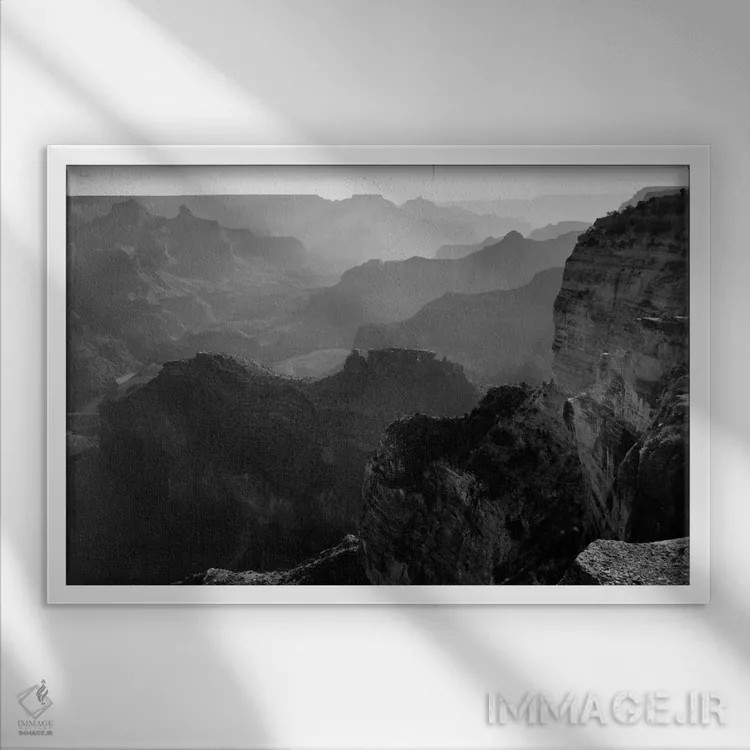 تابلو پارک ملی گرند کانیون I اثر انسل آدامز (عکاس طبیعت آمریکایی) - نمای قابدار سفید