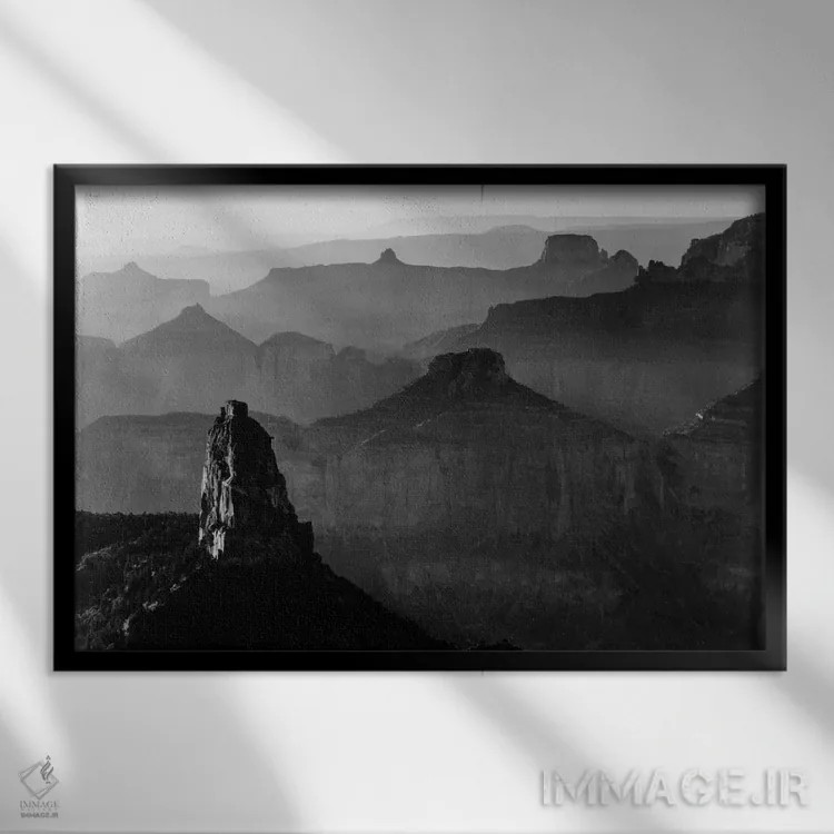 تابلو پارک ملی گرند کانیون III اثر انسل آدامز (عکاس طبیعت آمریکایی) - نمای قابدار مشکی