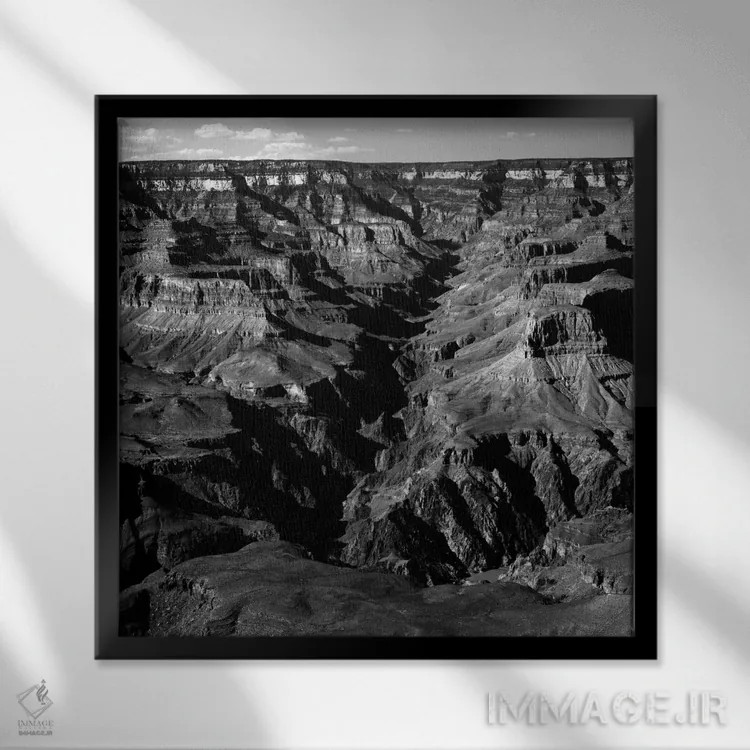 تابلو پارک ملی گرند کانیون IX اثر انسل آدامز (عکاس طبیعت آمریکایی) - نمای قابدار مشکی