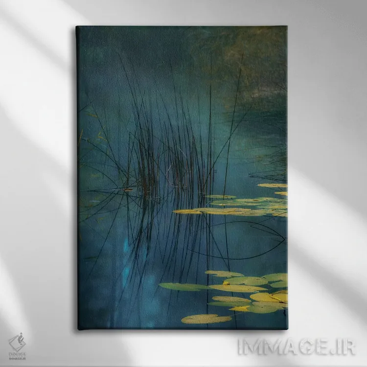 تابلو آکوا (رنگ آبی سبز) اثر آندریاس آجازی - نمای روبهرو روی دیوار